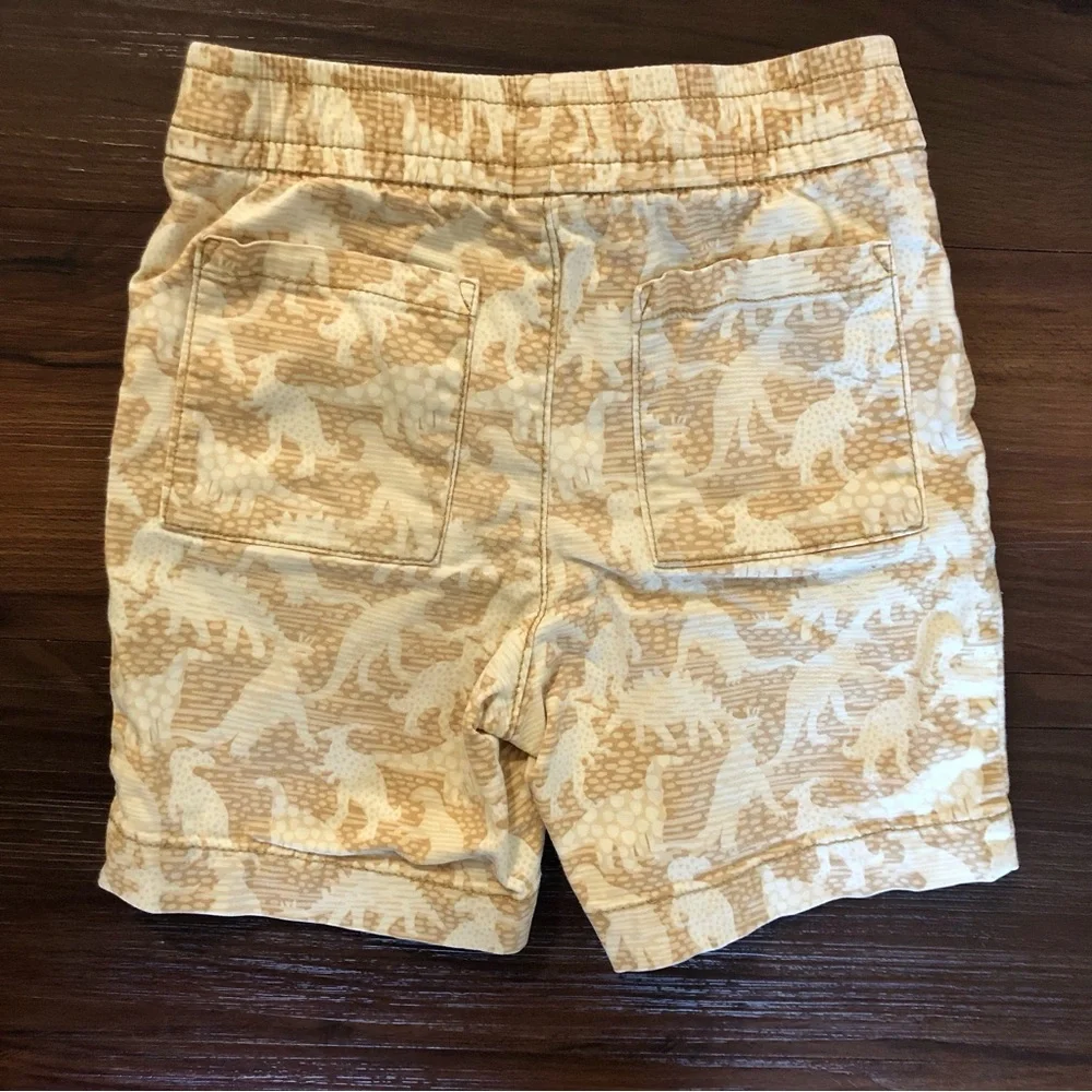 GAP Kid’s Tan & White Dinosaur Print Drawstring Shorts Size 5T